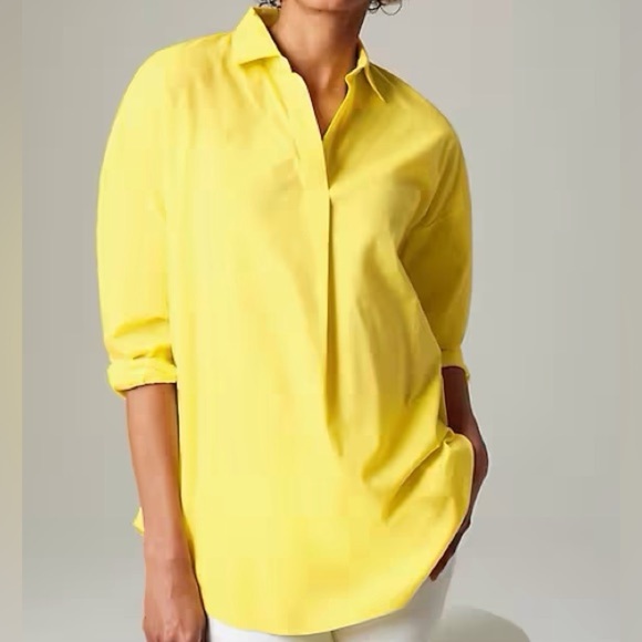 J.Jill Women XL Lemon Meringue Cotton Blend Long Sleeve Oversized Popover Tunic - Picture 1 of 11